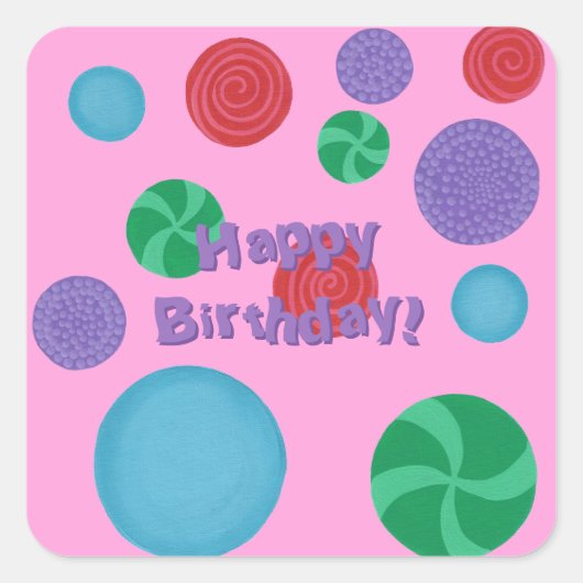 Spaß farbiges Glück Geburtstag Polka Dots Stickers (Vorderseite)