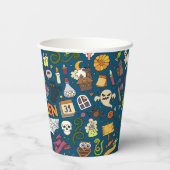 Spaß farbiges Halloween Thema auf Blue Paper Cups Pappbecher (Rückseite)