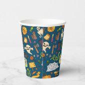 Spaß farbiges Halloween Thema auf Blue Paper Cups Pappbecher (Rechts)