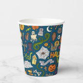 Spaß farbiges Halloween Thema auf Blue Paper Cups Pappbecher (Vorderseite)