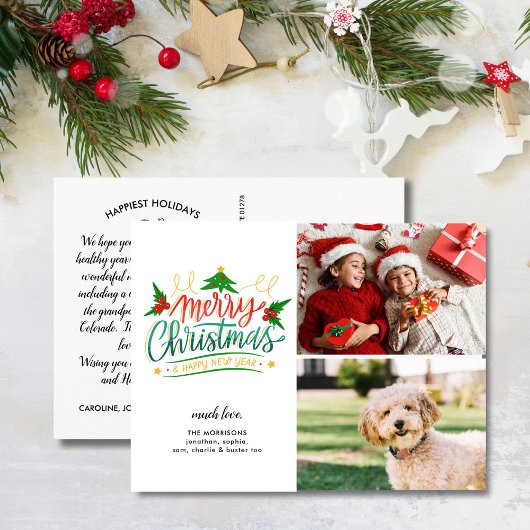 Spaß, Feierliche Weihnachten, 2 Fotos Postkarte