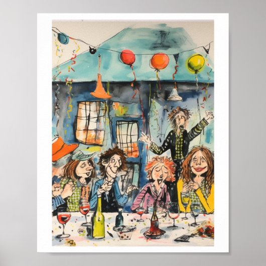 Spaß, Fest-Illustration Poster (Vorne)