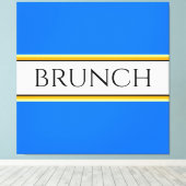 Spaß Festive Bright Blue White BRUNCH Textstreifen Leinwanddruck (Insitu (Holzboden))