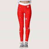 Spaß Festliche traditionelle Schneeflocken auf RED Leggings (Vorderseite)