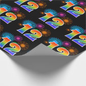 Spaß Feuerwerk + Regenbogenmuster "12" Ereignisnum Geschenkpapier (Ecke)