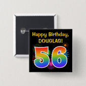 Spaß-Feuerwerke + Regenbogen-Muster "56" Button (Vorne & Hinten)