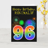 Spaß-Feuerwerke + Regenbogen-Muster "96" Karte (Gelbe Blume)