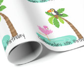 Spaß-Flamingo mit Toucan Geburtstag Geschenkpapier (Rolleneckpunkt)
