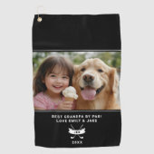 Spaß Foto Beste Opa Par Golfer Modernes Schwarz Golfhandtuch (Vorderseite)