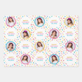 Spaß Foto Collage Sprinkles glücklich Geburtstag Geschenkpapier Set (Vorderseite)