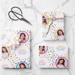 Spaß Foto Collage Sprinkles glücklich Geburtstag Geschenkpapier Set