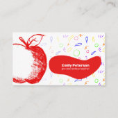 Spaß & Freundlichkeit Lehrer Red Apple Sketch Hand Visitenkarte (Vorderseite)