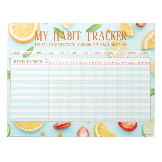 Spaß frisch Frucht neues Jahr Habit Tracker Notizblock (Vorderseite)