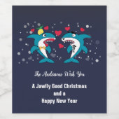 Spaß Frohe Weihnachten Frohes Neues Jahr Sonnenhai Weinetikett (Einzelnes Label)