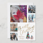 Spaß frohe Weihnachten Gold Script Foto Collage Tr (Vorderseite)