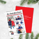 Spaß frohe Weihnachts-Collage Zeitung Feiertagskarte<br><div class="desc">Dieses Design zeichnet sich durch eine fröhliche Weihnachtsfeier aus,  mit einer Collage aus Foto und einem lustigen Nordpol,  mit einem 7-Foto,  typografischer Typografie,  einem einzigartigen Zeitungsnewsletter,  einem niedlichen whimsical Santa,  einem rot-weiß,  kantigen Streifen gestreift,  einer lustigen Urlaubskarte.</div>