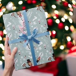 Spaß frohe Weihnachts-Illustration Foto Schneemann Geschenkpapier