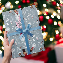 Spaß frohe Weihnachts-Illustration Foto Schneemann Geschenkpapier