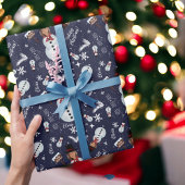 Spaß frohe Weihnachts-Illustration Foto Schneemann Geschenkpapier