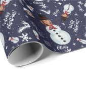 Spaß frohe Weihnachts-Illustration Foto Schneemann Geschenkpapier (Rolleneckpunkt)