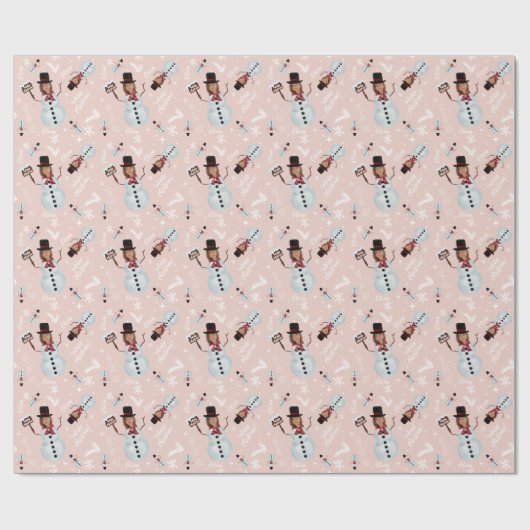 Spaß frohe Weihnachts-Illustration Foto Schneemann Geschenkpapier (Flach)