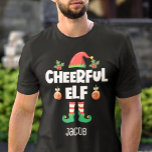 Spaß fröhlich elf lustige Weihnachts-Benennung T-Shirt<br><div class="desc">Dieser unglaublich witzig, selbstironische, fröhliche elfische T - Shirt, der Teil einer passenden Familienelf-Bekleidungskollektion ist, mit Geschenken für alle Familienmitglieder, wird Ihnen dabei helfen, in den Urlaubssinn zu kommen. Dieser lustige T - Shirt ist perfekt für jede Weihnachtsfamilie geeignet. Er besticht durch einen niedlichen Elfenhut und winzige Beine, mit dem...</div>