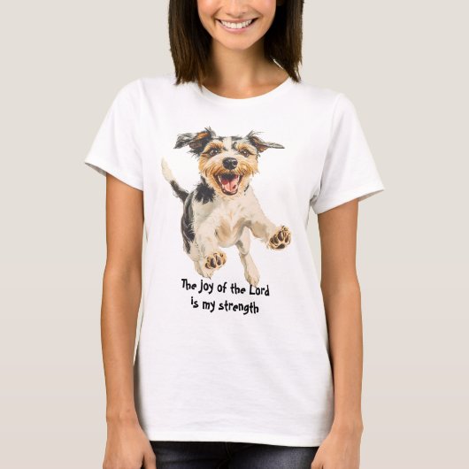 Spaß fröhlich Happy Terrier Dog Scripting T-Shirt (Vorderseite)