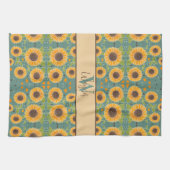 Spaß fröhlicher Sonnenblumen Individuelle Name Ini Geschirrtuch (Horizontal)