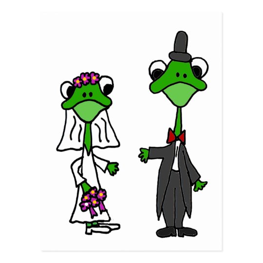 SpaßFroschBrautund BräutigamHochzeitsEntwurf Postkarte Zazzle.de