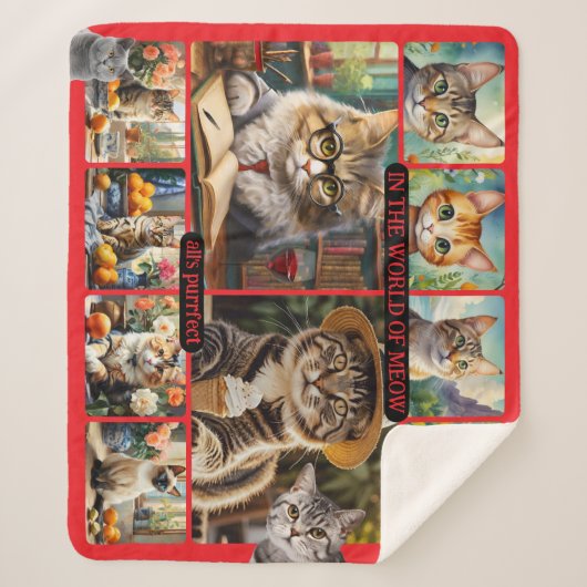 Spaß fühlt sich gut katze Kunst Collage Sherpadecke (Vorderseite)