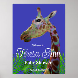 Spaß funky bunter Giraffe Baby Shower Board Poster