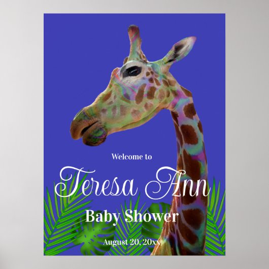 Spaß funky bunter Giraffe Baby Shower Board Poster (Vorne)