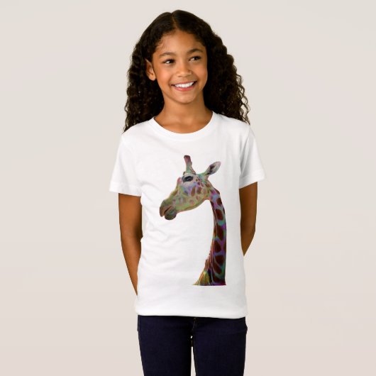 Spaß funky bunter Giraffe T - Shirt (Vorne ganz)