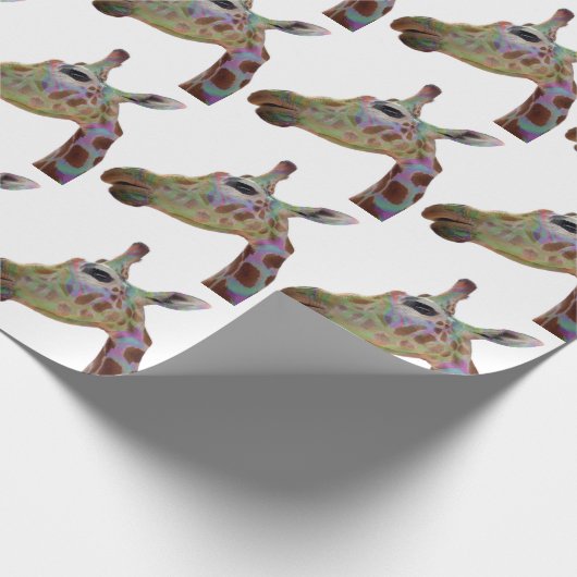 Spaß funky farbenfrohe Giraffe Geschenkpapier (Ecke)