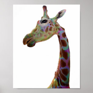 Spaß funky farbenfrohe Giraffe Poster