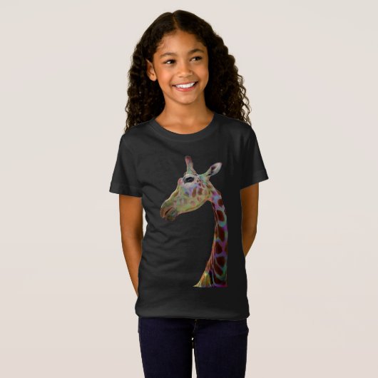 Spaß funky farbenfrohe Giraffe T-Shirt (Vorne ganz)