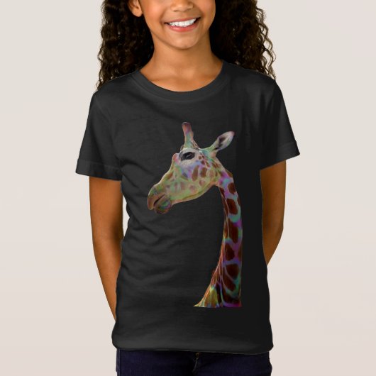 Spaß funky farbenfrohe Giraffe T-Shirt (Vorderseite)