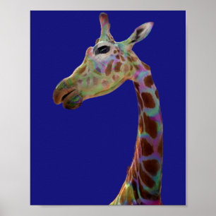 Spaß funky Regenbogen farbenfrohe Giraffe Poster