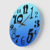 Spaß Funky Zahlen - blau-leuchtendes Gefälle Große Wanduhr (Winkel)