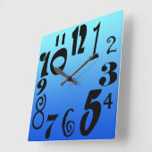 Spaß Funky Zahlen - blau-leuchtendes Gefälle Quadratische Wanduhr (Winkel)