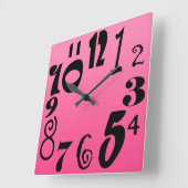 Spaß Funky Zahlen - schockierender rosa Farbverlau Quadratische Wanduhr (Winkel)