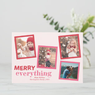 Spaß für 4 Fotos Frohes Alles Pink Feiertagskarte