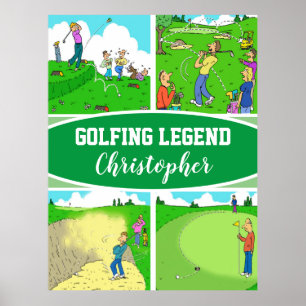Spaß für Cartoons beim Golfspielen Poster
