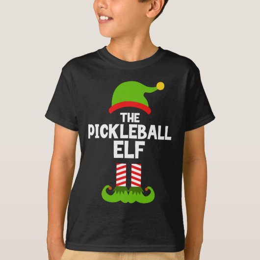 Spaß für die Weihnachtslieder Pickleball-Elf-Famil T-Shirt (Vorderseite)