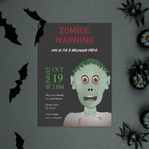 Spaß für Kinder Grüne, schwarze und rote Zombie-Ha Einladung
