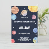 Spaß für Kinder im Weltraum Einladung (Stehend Vorderseite)