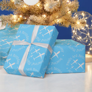 Spaß für Personalisierte Kinderflieger Sky Blue Geschenkpapier