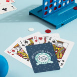 Spaß für Personalisierte Poker Spielkarten<br><div class="desc">Spaß Familienspiel Poker-Nachtspiel-Spielkarten. Das Design weist einen marineblau Hintergrund mit Kartenmuster-Hintergrund auf. Ein aquamarines Chip-Design-Emblem in der Mitte mit "Poker Night" entworfen in einem stilvollen Skript und personalisiert mit dem Familiennamen und Jahr. Ideal für ein Party mit Poker. Kunstwerk von Moodthologie. Hinweis: Die Farben können geändert werden.</div>