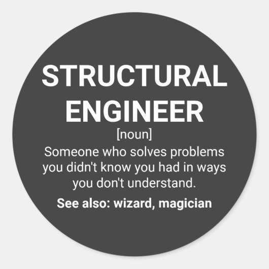 Spaß für Strukturingenieurdefinitionen Runder Aufkleber (Vorderseite)