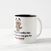 Spaß für Tierversuche Zweifarbige Tasse (VorderseiteRechts)